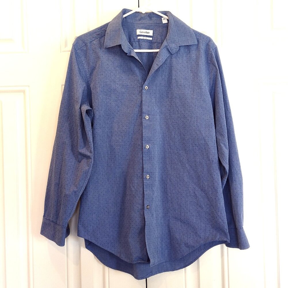 Calvin Klein Slim Fit Long Sleeve Shirt - Size 16 32/33 - Button Up
